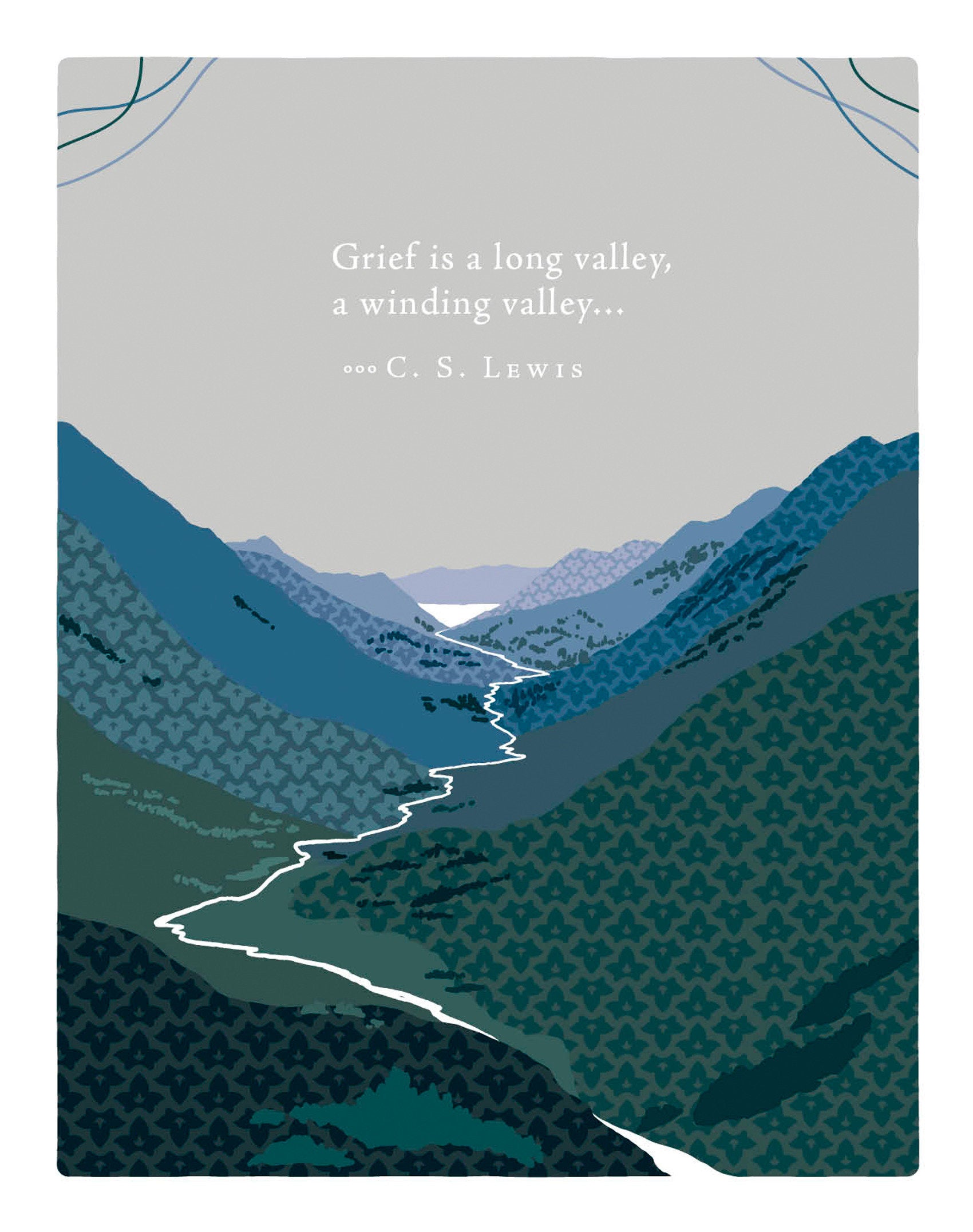 Positively Green Greeting Cards: Sympathy - Grief is a long valley, a winding valley (Pack of 6)
