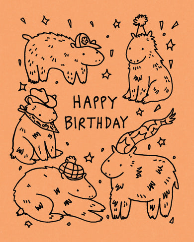 Humor Us Greeting Cards: Birthday - Happy Birthday (Capybaras) (Pack of 6)