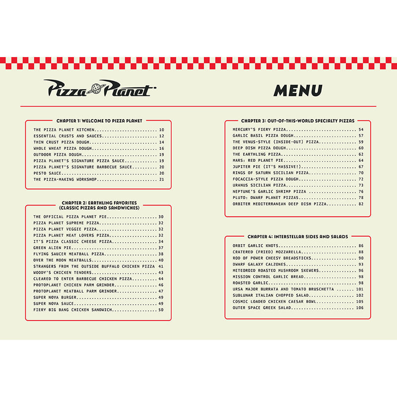 Pizza Planet Cookbook inside page 1