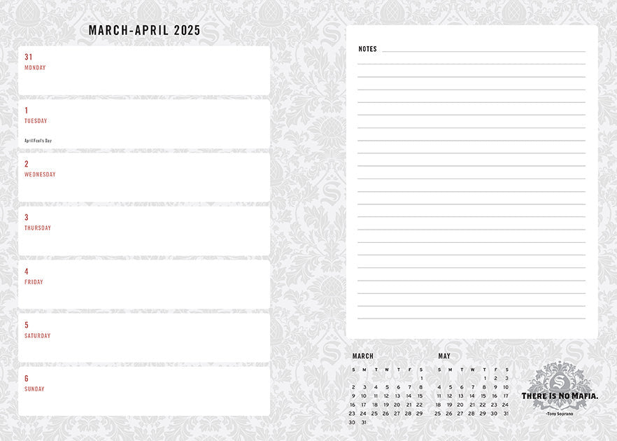 2025 The Sopranos 13-Month Weekly Planner inside page 3