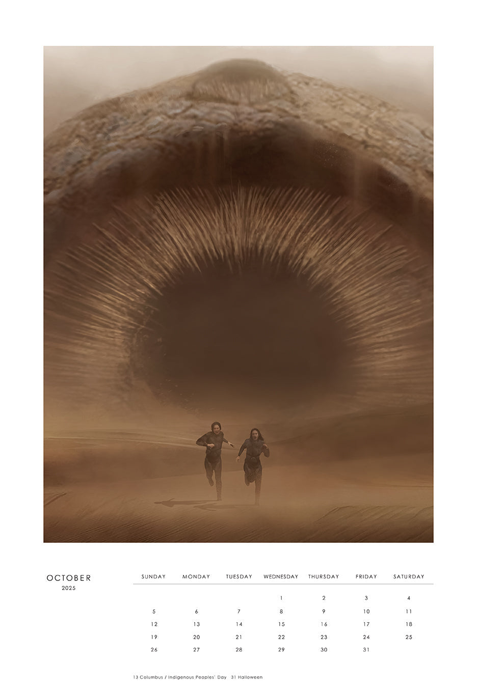2025 The Art and Soul of Dune Poster Wall Calendar inside page 1