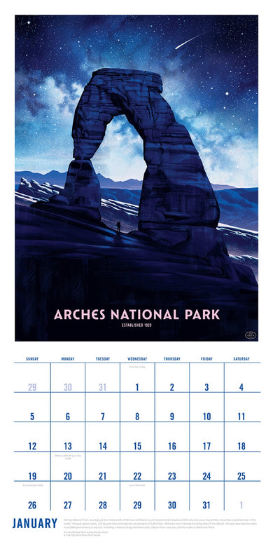 2025 The Art of the National Parks Wall Calendar inside page 1