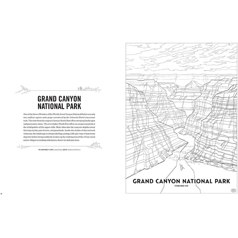 Art of the National Parks Coloring Book Kit inside page 3