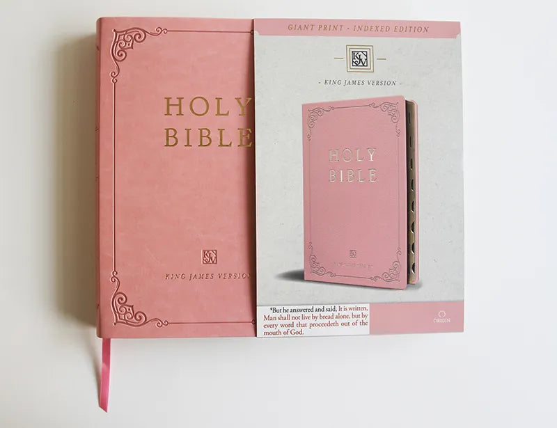 KJV Holy Bible, Giant Print Thinline Large format, Pink Premium Imitation Leather with Ribbon Marker, Red Letter, and Thumb Index US - Paperback / softback