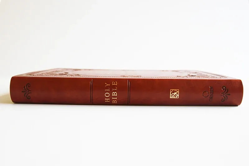 KJV Holy Bible, Giant Print Thinline Large format, Brown Premium Imitation Leather with Ribbon Marker, Red Letter, and Thumb Index US - Paperback / softback