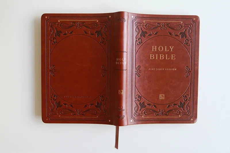 KJV Holy Bible, Giant Print Thinline Large format, Brown Premium Imitation Leather with Ribbon Marker, Red Letter, and Thumb Index US - Paperback / softback