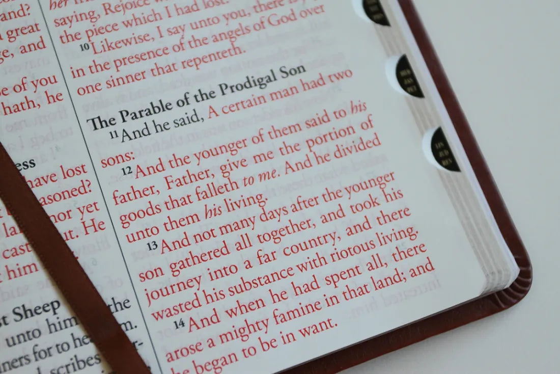 KJV Holy Bible, Giant Print Thinline Large format, Brown Premium Imitation Leather with Ribbon Marker, Red Letter, and Thumb Index US - Paperback / softback