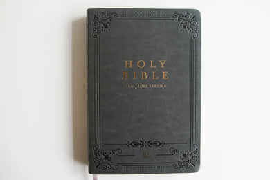 KJV Holy Bible, Giant Print Thinline Large format, Gray Premium Imitation Leather with Ribbon Marker, Red Letter, and Thumb Index US - Paperback / softback