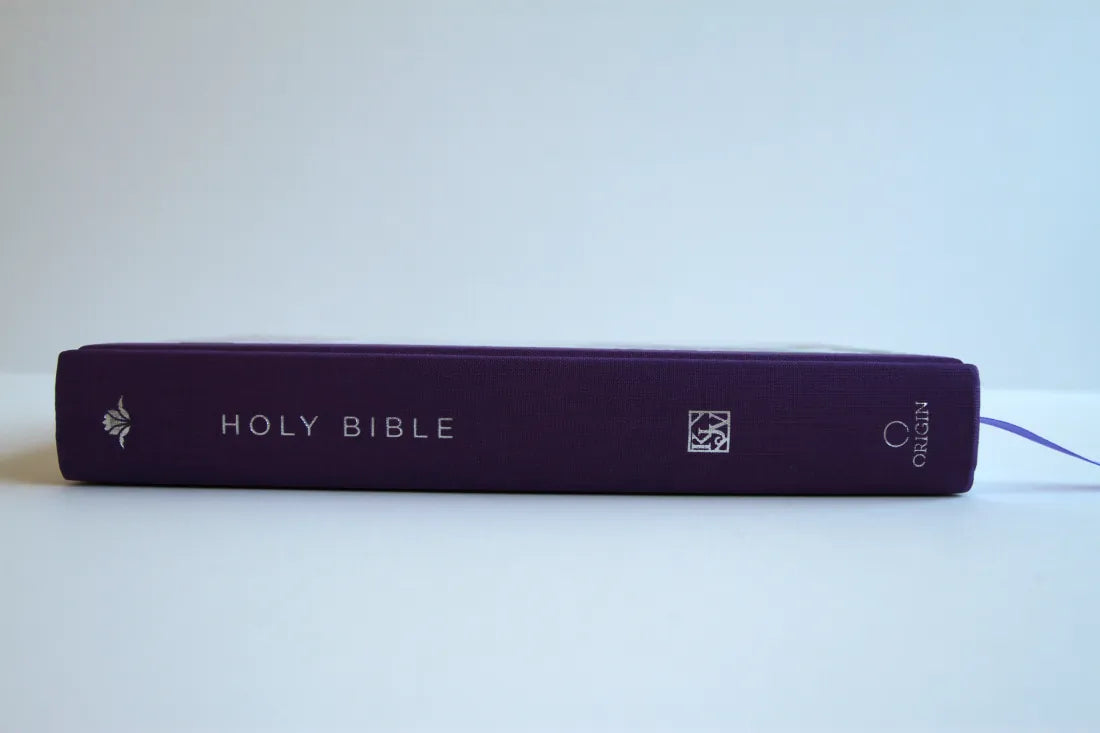 KJV Holy Bible, Large Print Medium Format, Purple Cloth Hardcover with Floral Design, Ribbon Marker, Red Letter US - Hardback