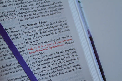 KJV Holy Bible, Large Print Medium Format, Purple Cloth Hardcover with Floral Design, Ribbon Marker, Red Letter US - Hardback