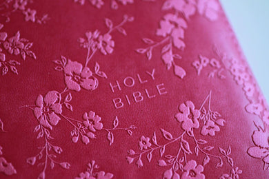 KJV Holy Bible, Large Print Handy Size, Fuchsia Premium Imitation Leather w/Ribbon Marker, Red Letter, Zipper US - Paperback / softback