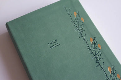 KJV Holy Bible, Large Print Medium Format, Green with Birds Faux Leather w/ Ribbon Marker, Red Letter US - Paperback / softback
