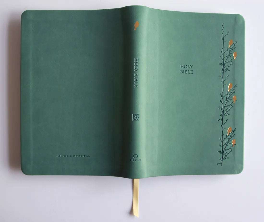 KJV Holy Bible, Large Print Medium Format, Green with Birds Faux Leather w/ Ribbon Marker, Red Letter US - Paperback / softback