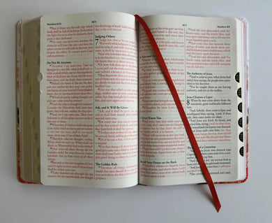 KJV Holy Bible, Large Print Medium Format, Pink Cloth Hardcover w/Thumb Index and Ribbon Marker, Red Letter US - Hardback