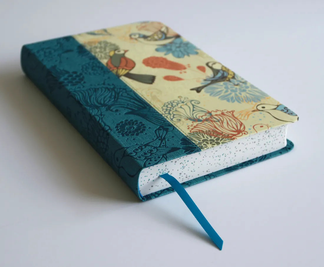 KJV Holy Bible, Large Print Medium Format, Blue with Birds Faux Leather w/ Ribbon Marker, Red Letter US - Paperback / softback