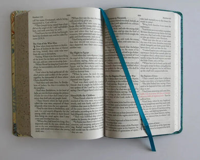 KJV Holy Bible, Large Print Medium Format, Blue with Birds Faux Leather w/ Ribbon Marker, Red Letter US - Paperback / softback