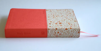 KJV Holy Bible, Large Print Handy Size format, 2 Piece Pink Floral Leathersoft with Ribbon Marker, Red Letter US - Hardback