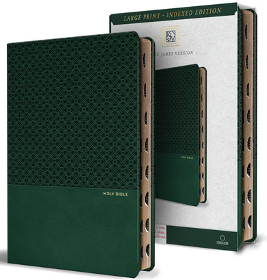 KJV Holy Bible, Large Print Handy Size Format, Green Premium Imitation Leather with Ribbon Marker, Red Letter, Thumb Index-Religion and beliefs-買書書 BuyBookBook
