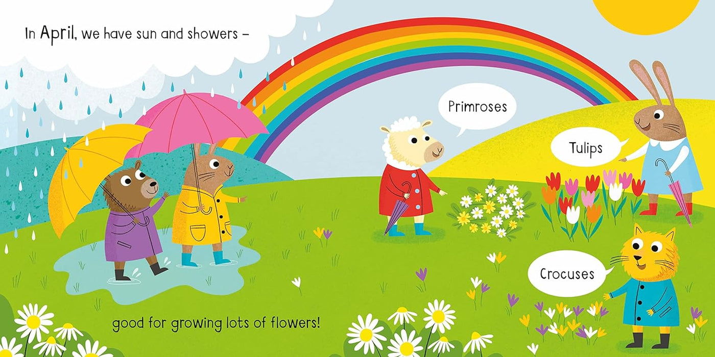 Usborne Little Board Books - Months of the Year (Anna Milbourne)-Nonfiction: 學前基礎 Preschool Basics-買書書 BuyBookBook