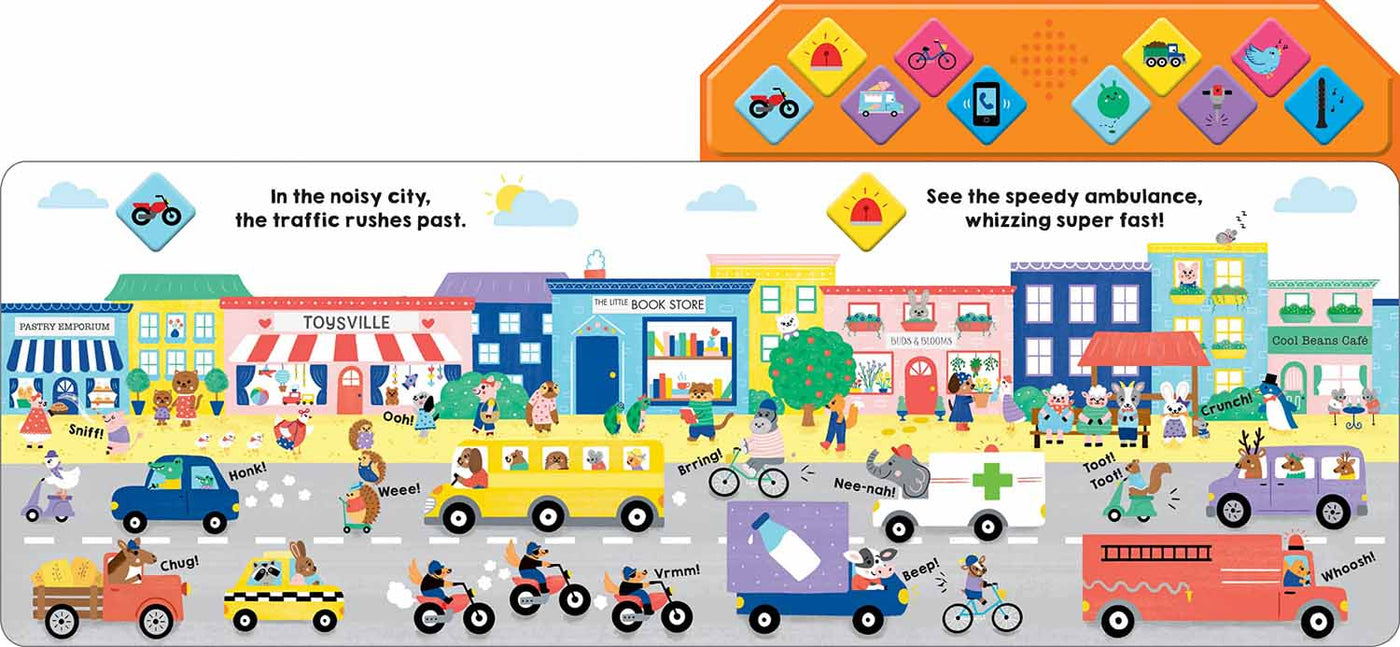 What Can You Hear: In The City - With 10 Busy Sounds(Hardback)-Nonfiction: 學前基礎 Preschool Basics-買書書 BuyBookBook