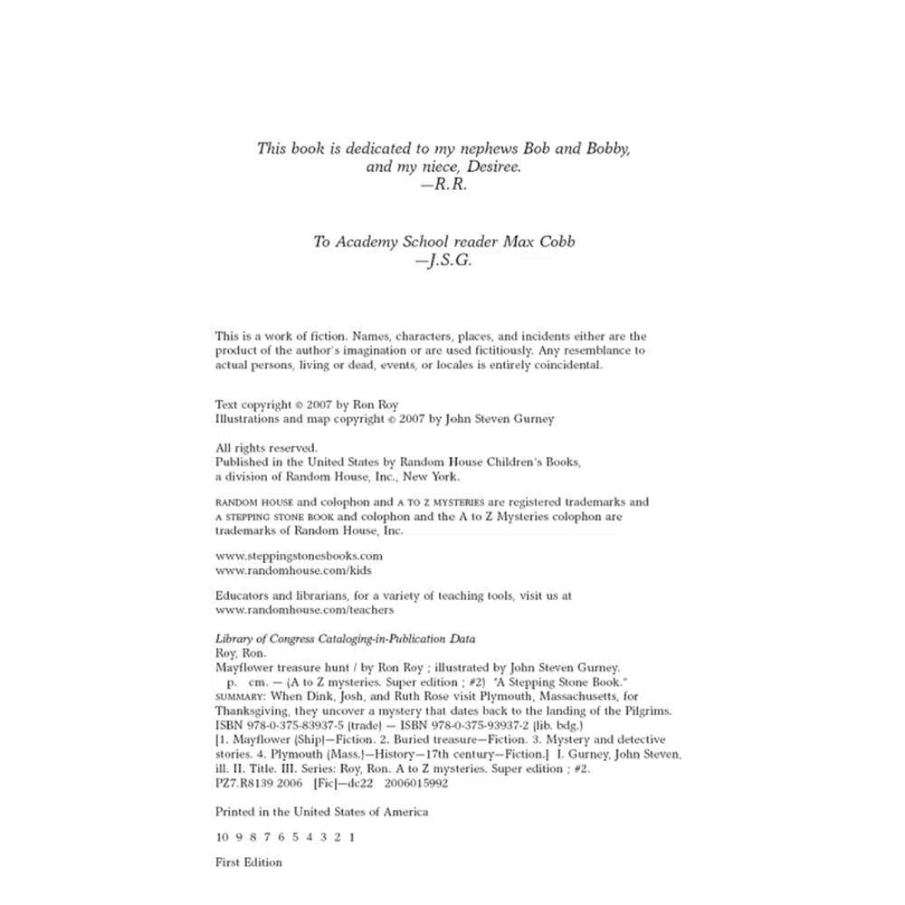 A to Z Mysteries Super Edition #02 Mayflower Treasure Hunt PRHUS