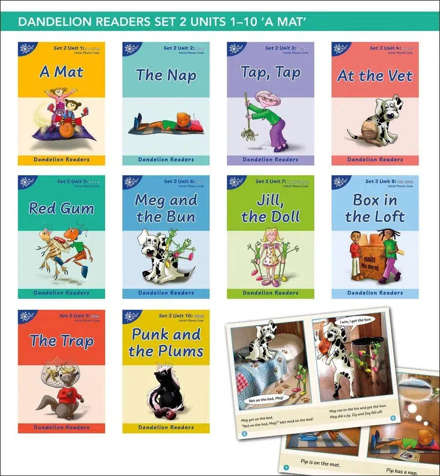 Phonic Books Dandelion Readers Set 2 Units 1-10 (Alphabet code blending 4 and 5 sound words)-Language and Linguistics-買書書 BuyBookBook