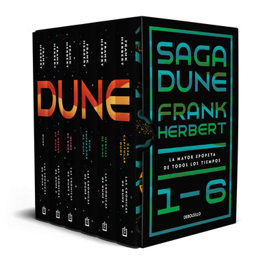 Estuche Saga Dune 1-6. La mayor epopeya de todos los tiempos / Dune Saga Books 1-6. The Greatest Epic Adventure of All Time (Boxed Collection) cover (ISBN 9788466361897) [onix:87a424715fd85ae6dc1f62a423766a6b]