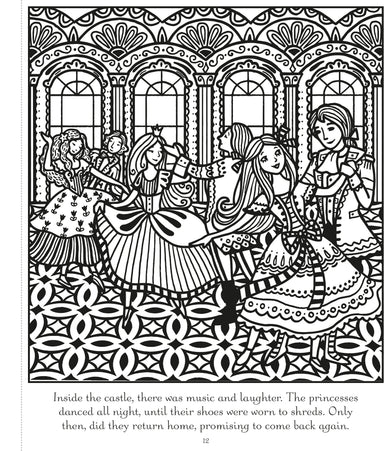 Twelve Dancing Princesses Magic Painting Book interior 1 (ISBN 9781474952996) [onix-asset:6f85432a584c25214bf9cce7af037f4e6e3a88478846aefd3e6045b27d493a61]