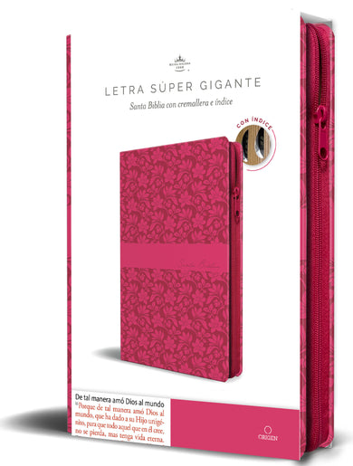 Biblia Reina Valera Revisada 1960 letra súper gigante, símil piel fucsia rosada, cremallera e índice / Spanish Bible RVR 1960 Super Giant Print, Fuchsia Pink cover (ISBN 9798890985712) [onix:5ecc377a9e766bc02cc7c3236a7a2461]