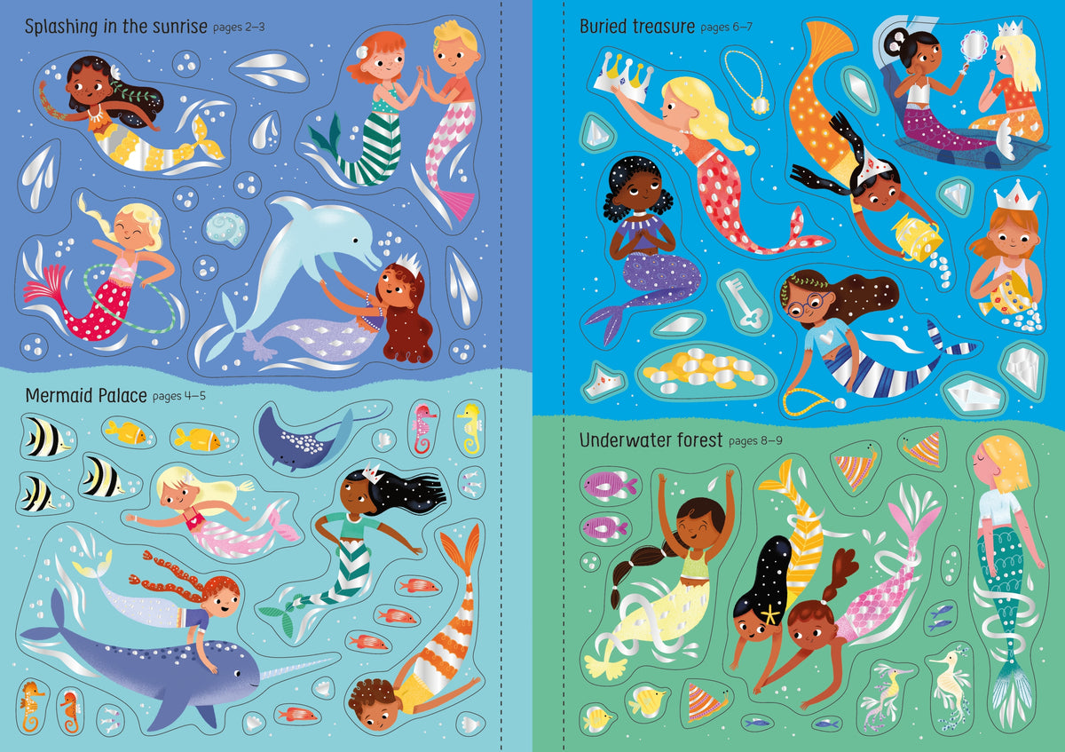 Sparkly Mermaids Sticker Book interior 1 (ISBN 9781805070870) [onix-asset:e9203cb6f1a3e2823a1828de4dc701d4d24f8489a597613ebf060fb6d4182036]
