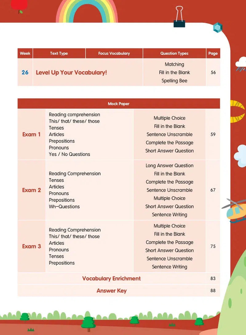 26週小學系列- 英文科閱讀理解 + 模擬試卷 (每冊26個英文文法練習，3份模擬試卷)-補充練習: 英文科 English-買書書 BuyBookBook