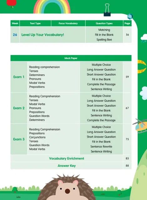 26週小學系列- 英文科閱讀理解 + 模擬試卷 (每冊26個英文文法練習，3份模擬試卷)-補充練習: 英文科 English-買書書 BuyBookBook