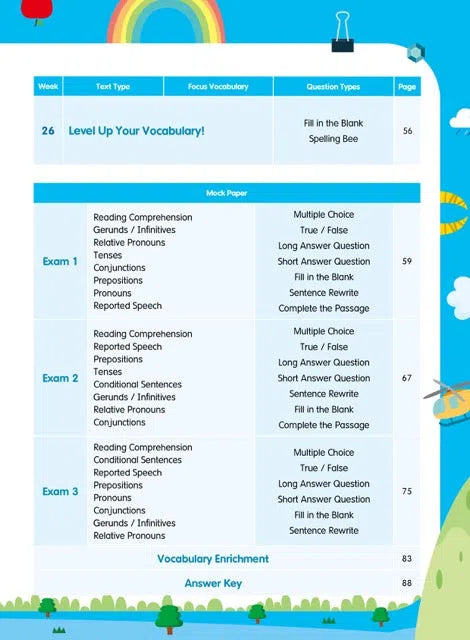 26週小學系列- 英文科閱讀理解 + 模擬試卷 (每冊26個英文文法練習，3份模擬試卷)-補充練習: 英文科 English-買書書 BuyBookBook