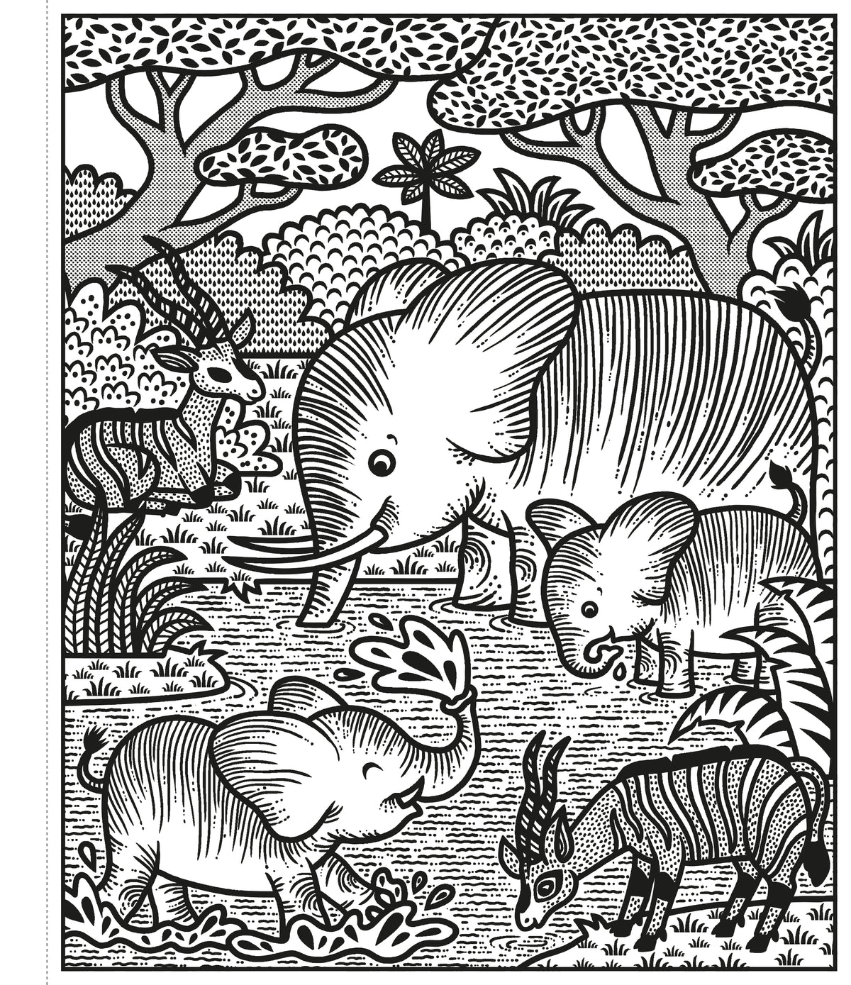 Jungle Magic Painting Book interior 1 (ISBN 9781474927499) [onix-asset:4d30db8308c9948067ee70237b7add830589db2d3e9e3799ecb8fa82c8cd5704]