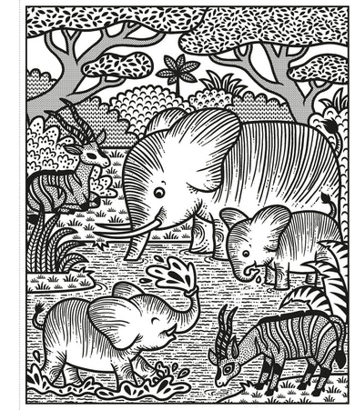 Jungle Magic Painting Book interior 1 (ISBN 9781474927499) [onix-asset:4d30db8308c9948067ee70237b7add830589db2d3e9e3799ecb8fa82c8cd5704]