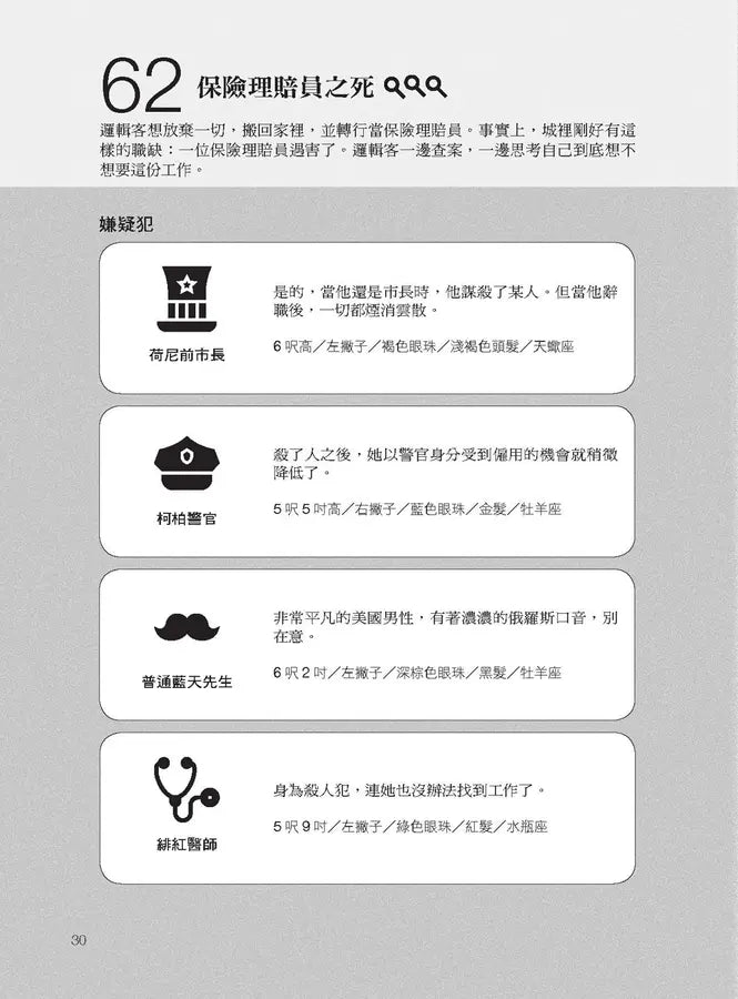 每天破一起謀殺案（2）： 100道懸案等你破解，車上床上廁上最佳娛樂，觀察力、推理與歸納能力大增，犀利的你永遠直指真相。