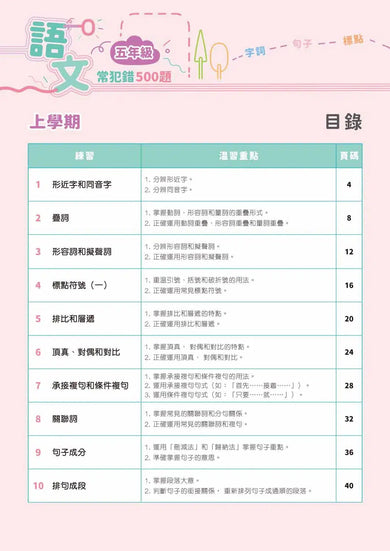 啟創中文語文常犯錯 500 題-補充練習: 中國語文 Chinese-買書書 BuyBookBook