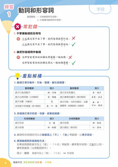 啟創中文語文常犯錯 500 題-補充練習: 中國語文 Chinese-買書書 BuyBookBook