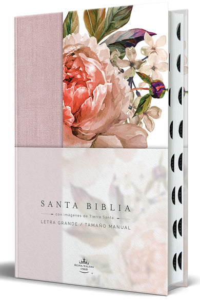 Biblia Reina Valera 1960 letra grande. Tela rosada con flores, manual con índice / Spanish Bible RVR 1960, Large Print, Pink Floral Cloth with Index cover (ISBN 9798890981653) [onix:c524d8f0f567bee7dc952741a82daa60]