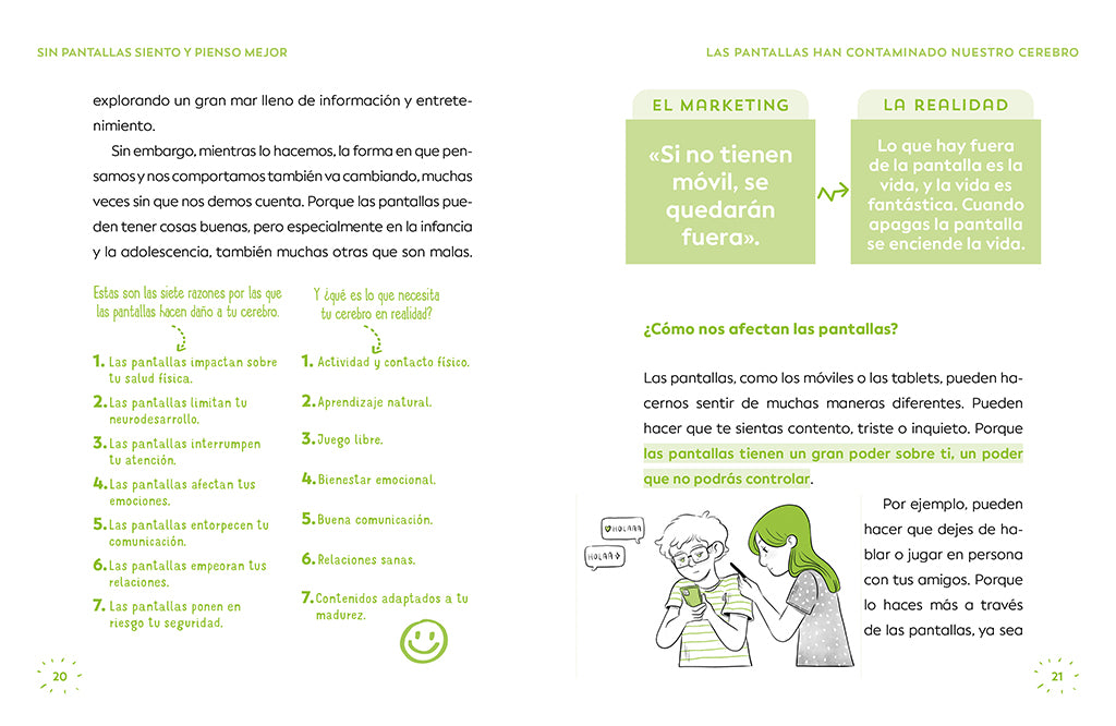 Sin pantallas siento y pienso mejor. No dejes que las pantallas dominen tu cerebro / Better Without Screens interior 1 (ISBN 9786073851909) [onix:529af6c036e65ac590d19c6151203d7c]