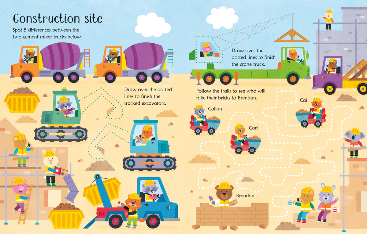 Wipe-Clean Trucks and Diggers Activities interior 1 (ISBN 9781805074007) [onix-asset:8cbdf180934354594379c20cd70a036fedbef983cba0595d4c3d658bb8ac1d93]