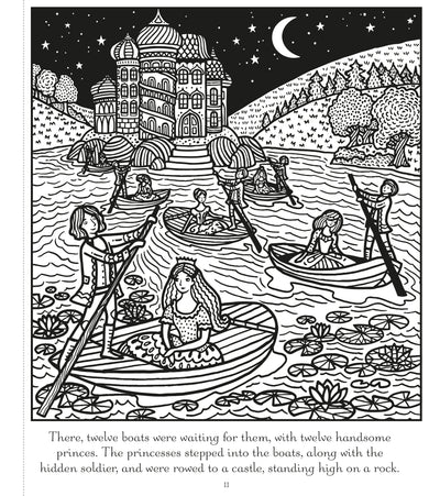 Twelve Dancing Princesses Magic Painting Book interior 1 (ISBN 9781474952996) [onix-asset:dd742a16b0023a0f73fb351e38b4b26cb78817aaf9f96e753860777f2b3a4b8a]