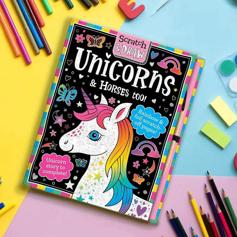 Scratch and Draw Unicorns & Horses Too! (Scratch Art Activity Book) (Joshua George)