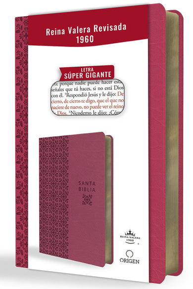 Biblia Reina Valera Revisada 1960 letra súper gigante, símil piel fucsia rosada / Spanish Bible RVR 1960 Super Giant Print, Fuchsia Pink Leathersoft cover (ISBN 9798890980045) [onix:350682140dedd3808e06ebbe8ba16c4b]
