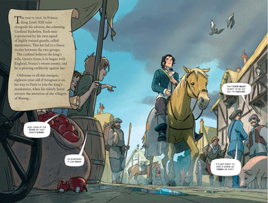 Three Musketeers Graphic Novel interior 1 (ISBN 9781474938112) [onix-asset:99b55109b74ee3cfda54ad4fc0798a3b162e9c060ba8603a68d6a1d6da08594c]