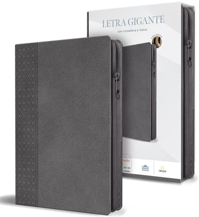 Biblia Reina Valera letra gigante, símil piel gris con cremallera e índice / Spanish Bible Reina Valera Giant Print, Gray Leathersoft with Zipper and Index cover (ISBN 9798890988218) [onix:0f341225e3a2be051fe84729cc9daa9d]