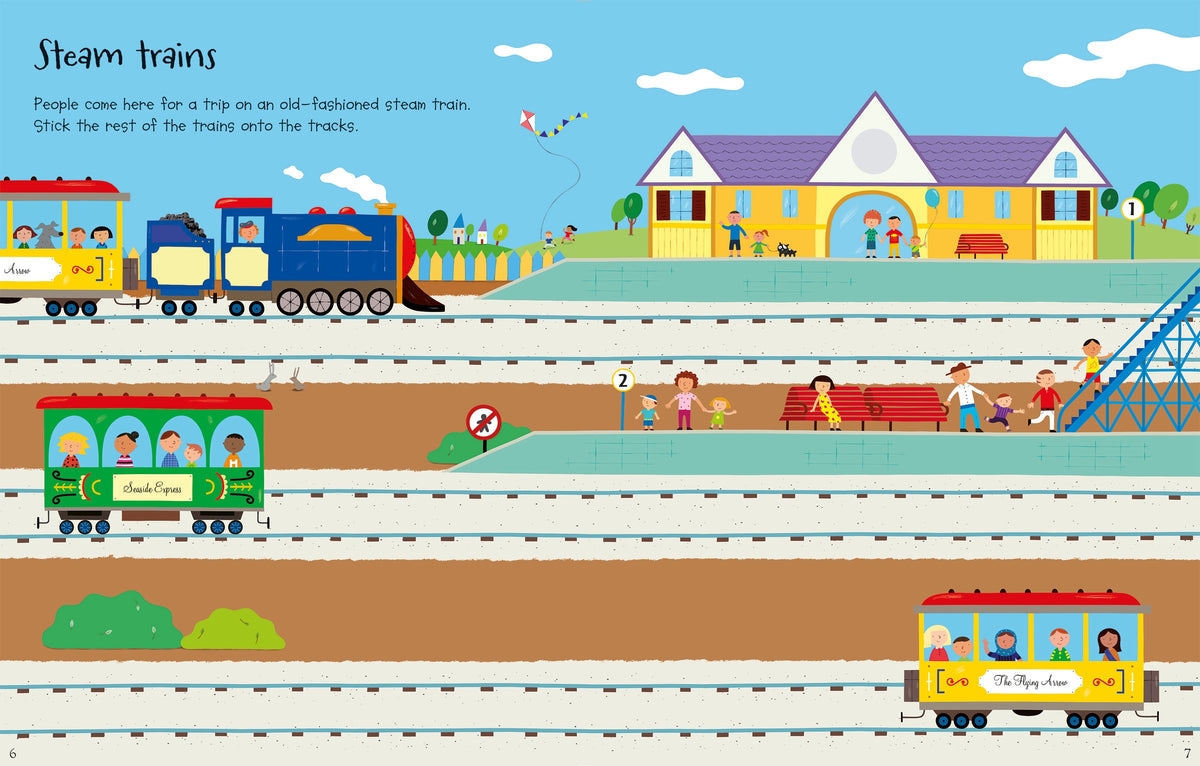 First Sticker Book Trains interior 1 (ISBN 9781409551553) [onix-asset:a3014e23735110b841f9fadc4bc85d2d881ed615cf33378f25765e5ada82d1db]
