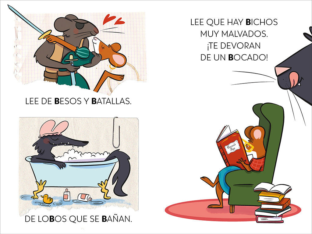 Una biblioteca, mil libros y la ratona Berta en peligro. Aprende a leer con MAYÚSCULAS / A Library, a Thousand Books, and Berta the Mouse in Danger interior 3 (ISBN 9788448869359) [onix:815aa41edf9648af2cd9bd5b2c50e6f5]