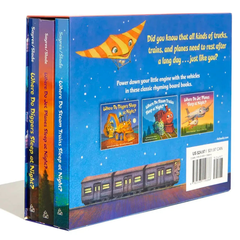 Where Do Diggers, Trains, and Planes Sleep at Night? Board Book Boxed Set US - Multiple-component retail product, boxed