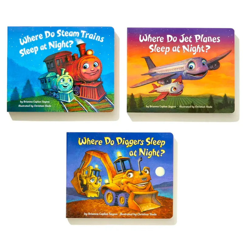 Where Do Diggers, Trains, and Planes Sleep at Night? Board Book Boxed Set US - Multiple-component retail product, boxed